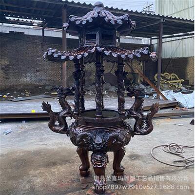 雕塑厂家定制仿古炼丹炉烧纸铜炉铸铜香炉摆件寺院祠堂供奉