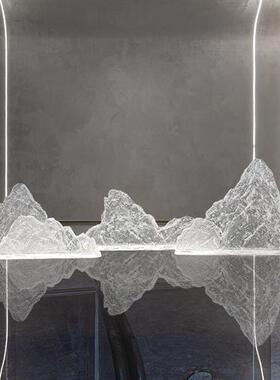 轻奢透明树脂假山组合桌面装置摆件酒店会所售楼处大厅雕塑装饰品