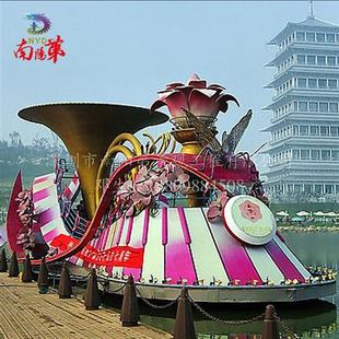 中秋节国庆春节巡游彩车彩船装 大型彩车彩船设计制作安装 饰