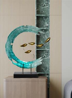 现代酒店别墅透明树脂浪花雕塑摆件家居客厅玄关电视柜轻奢装饰品