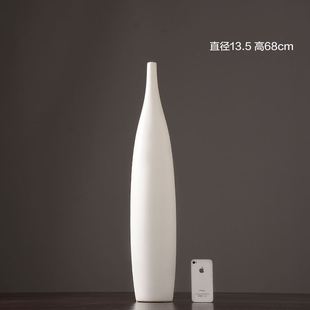 创意客厅家居装 定制现代简约白色细口陶瓷花瓶摆件干花插花器中式