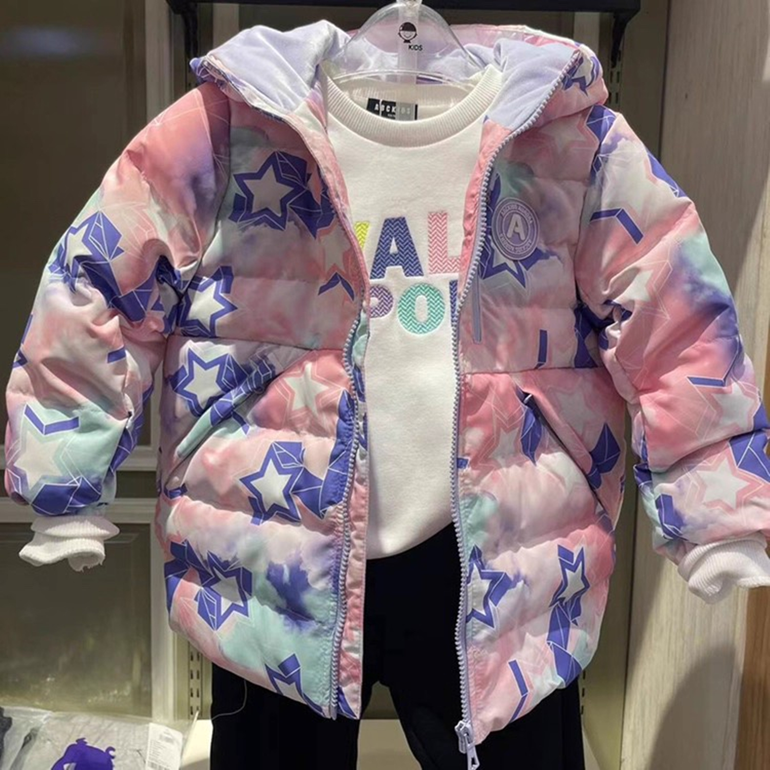Abckids童装商场同款冬季女童中长款加厚保暖羽绒服F351309291