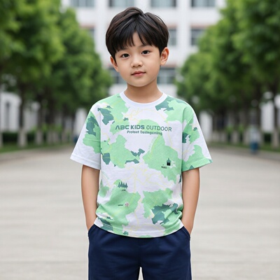 商场同款abckids童装2026夏季新款卡通纯棉吸汗圆领男童短袖T恤潮