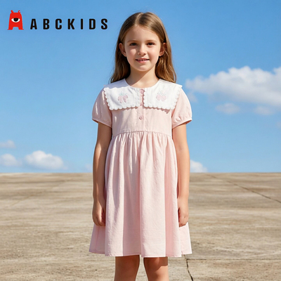 Abckids女童学院风娃娃领连衣裙