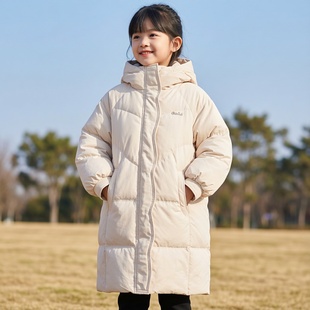 商场同款abckids童装2025冬季新款女童中长款加厚保暖羽绒服外套