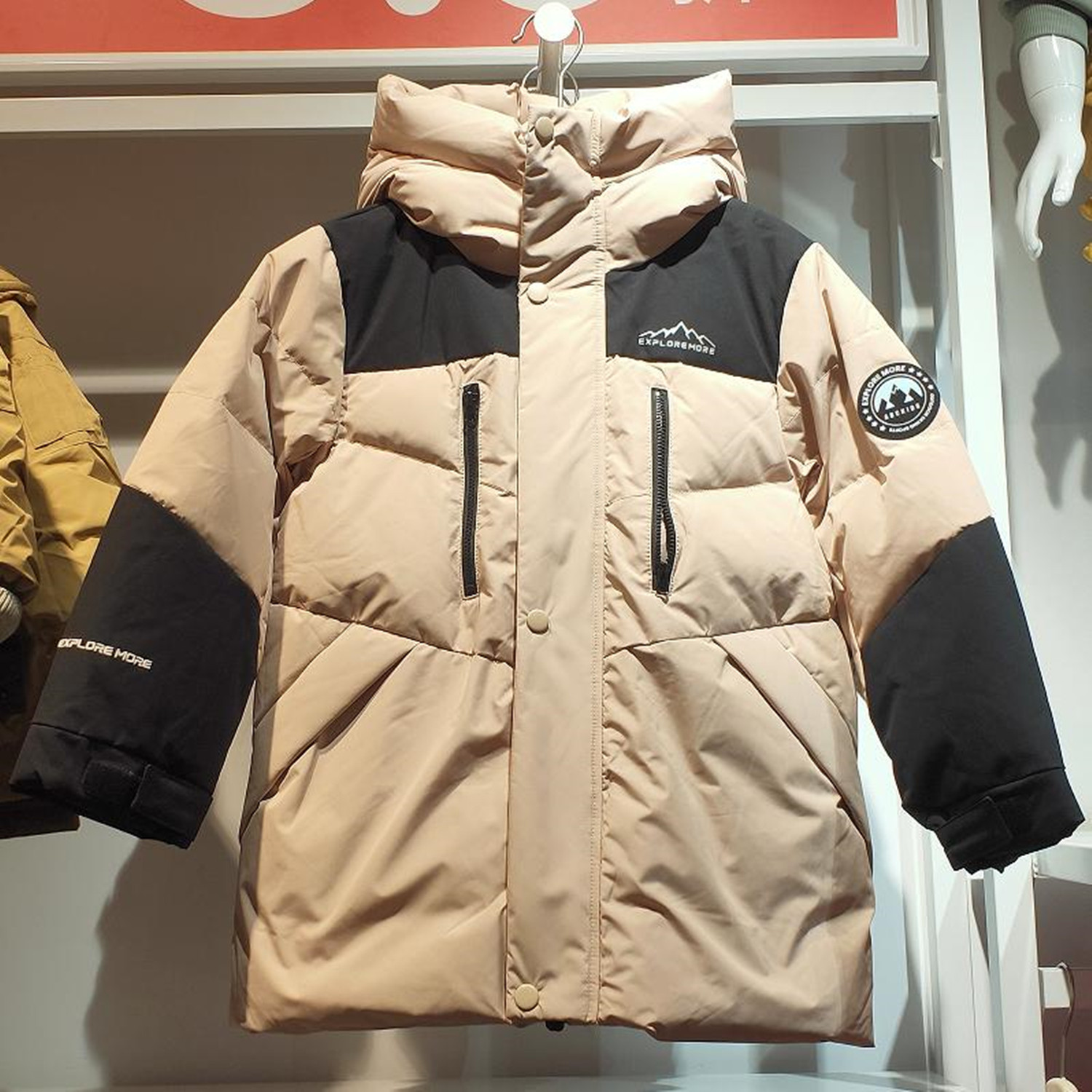 Abckids商场同款童装冬季儿童羽绒服男童加厚保暖白鸭绒连帽外套