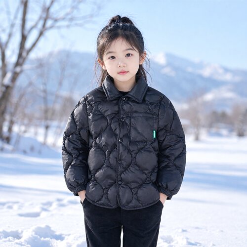Abckids女童菱格短款羽绒服