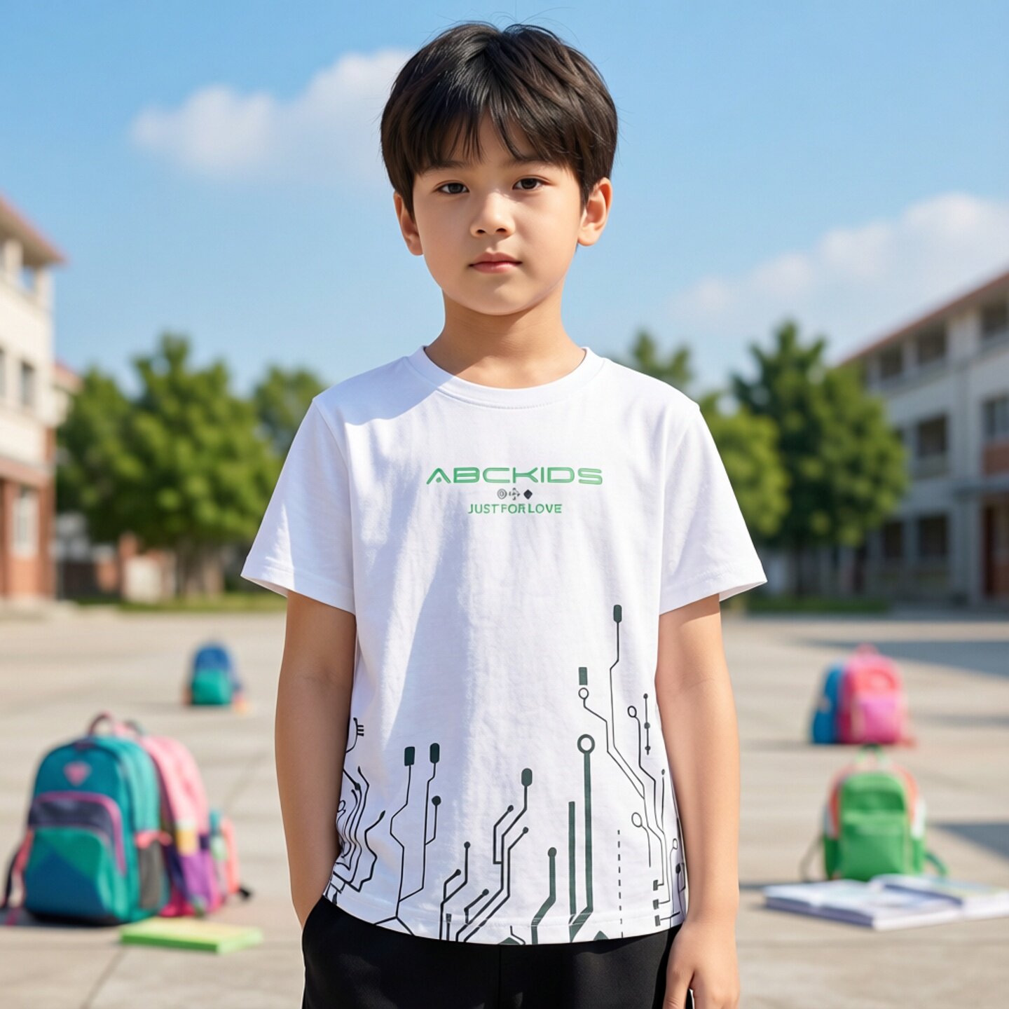 商场同款Abckids 2026夏季新款男童纯棉吸汗透气圆领短袖T恤