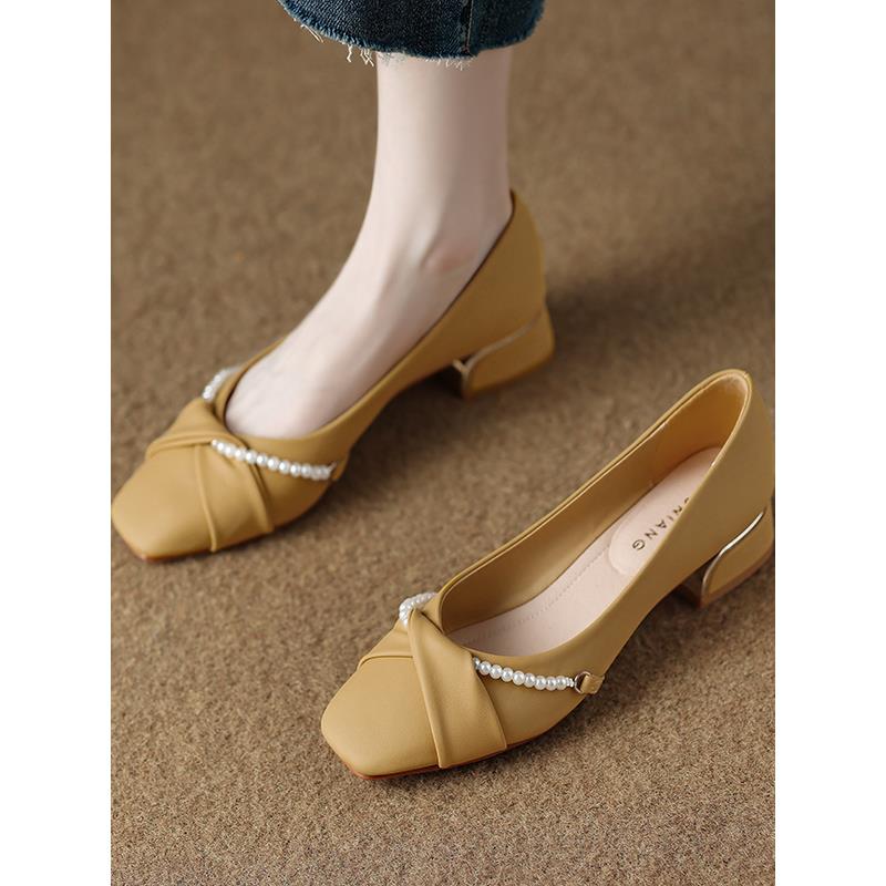 品牌低跟时尚气质单鞋女春2025夏天配裙子法式晚风3公分小跟鞋