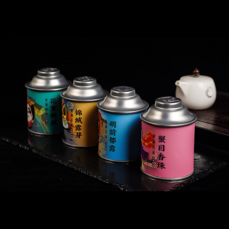 三花茶叶茉莉花茶四川老成都熊猫浓香盖碗茶花毛峰罐装52g伴手礼图片