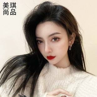美琪尚品假发女长发真人发丝自然全头套式隐形蕾丝网红中分长直发