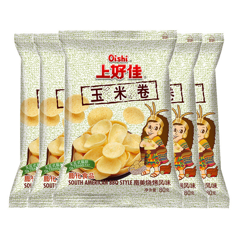 Oishi上好佳玉米卷80g*6包薯片办公室休闲零食虾片小吃膨化食品