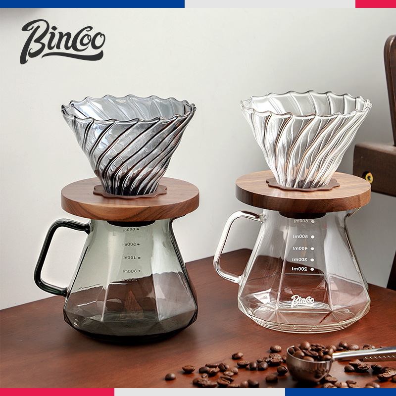 bincoo手冲滤杯咖啡分享壶咖啡壶漏斗过滤器手冲壶玻璃云朵壶套装
