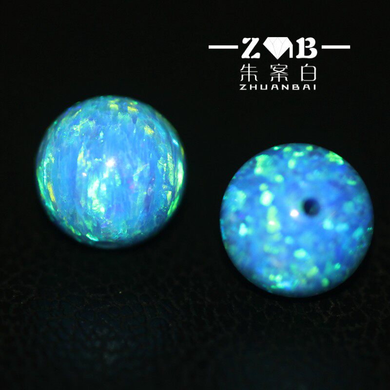 炫彩湖水蓝蓝欧泊石多彩蓝散珠串珠diy手工手串配珠吊坠耳钉单颗