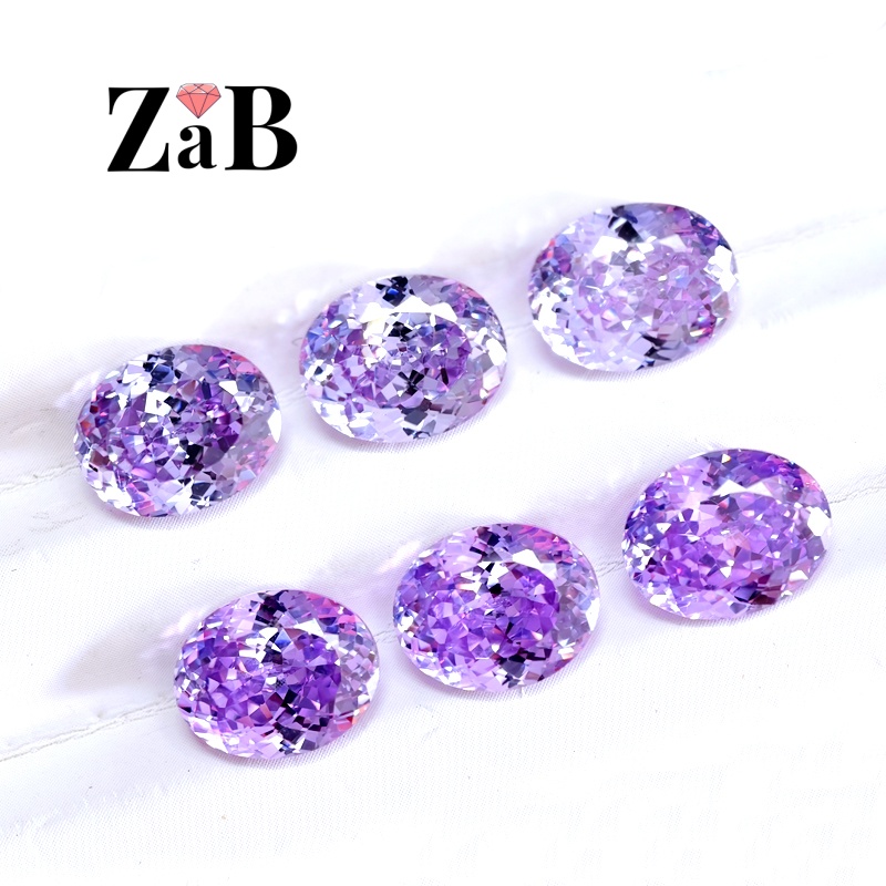 紫锂辉鸟巢加版椭圆形蛋形鸽子蛋DIY饰品配件裸石裸钻高碳钻紫色
