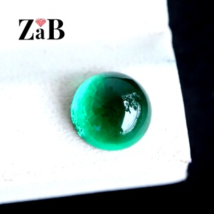 祖母绿宝石哥伦比亚合成祖母绿裸石圆形素面弧面未镶嵌裸钻平底