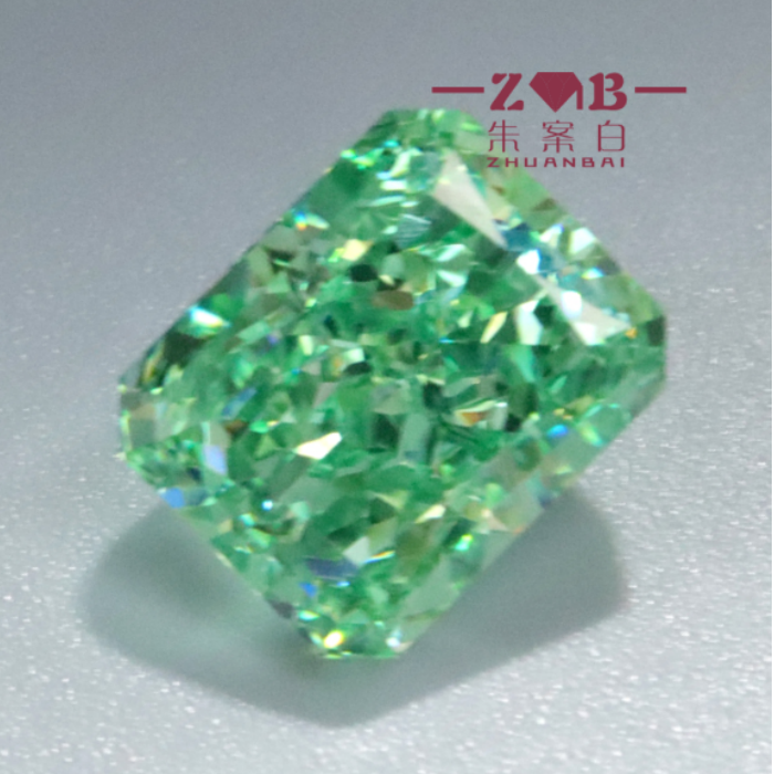 翠绿帕拉伊巴钻未镶嵌裸石青绿色彩宝精工切割雷迪恩冰花切长方形