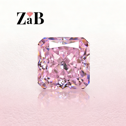 Fancy Pink 雷迪恩切割淡粉钻璀璨宝石彩宝裸石10X10mm正方倒角切