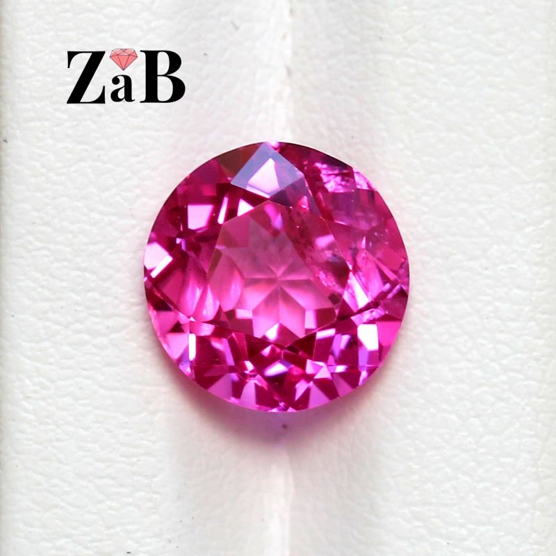 热粉蓝宝石花开富贵圆形玫红碧玺西进口玫红宝石裸石珠宝戒指戒面