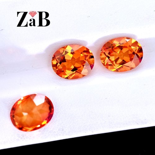 【硬度9】橙蓝宝芬达色锰铝榴石非洲椭圆形裸石戒指戒面配钻裸钻
