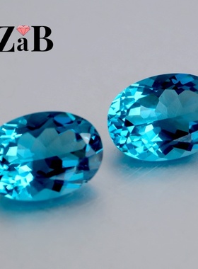 伦敦蓝碧玺蓝绿色鸟巢加版10X14mm椭圆形蛋形裸石戒面未镶嵌裸钻