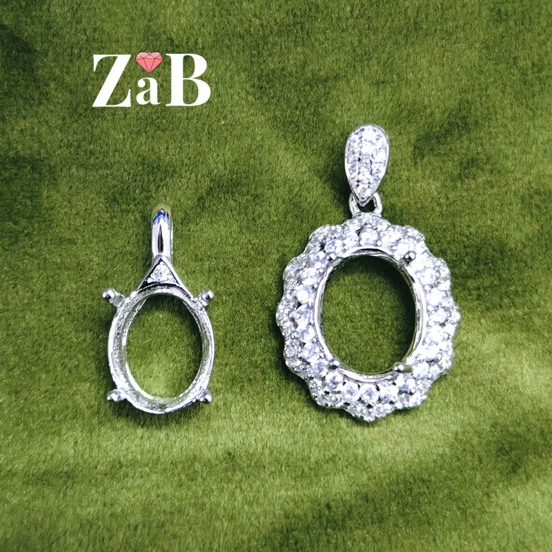 【镶口：9X11mm】ZaB jewelry简约吊坠托空托蛋形925纯银镀18K金
