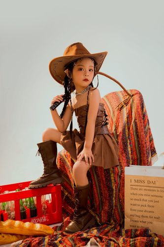 女童西部牛仔演出服拍照写真
