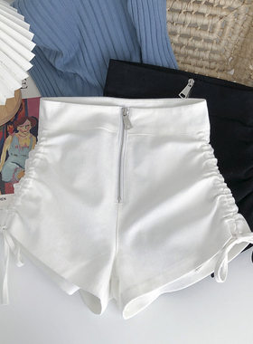 女童高腰抽绳短裤黑色夏季沙滩裤