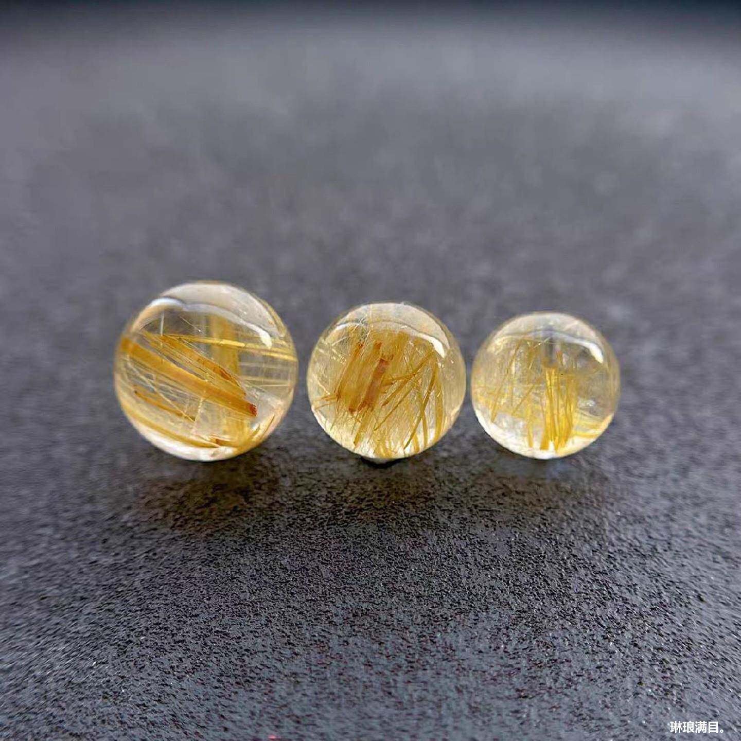 天然巴西金发晶散珠钛晶圆珠单颗隔珠珠串水晶手串手链diy配饰珠