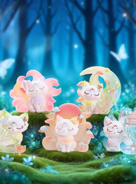 新款七夕礼物古风办公装饰涂山九尾狐小盲盒树脂桌面摆件送礼