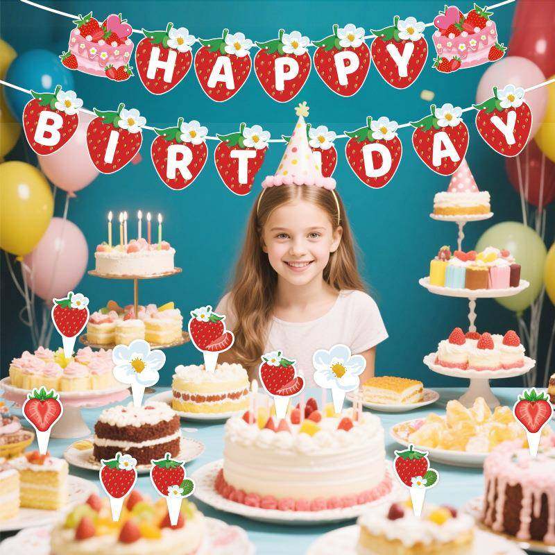 生日派对装饰套装生日拉花拉旗螺旋吊牌蛋糕插件夏日水果草莓主题,节庆用品/礼品,装扮布置套餐,淘宝优惠券,粉丝福利购,淘宝优惠卷