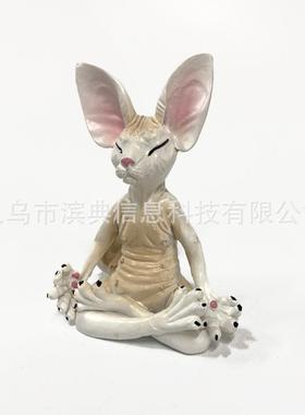 冥想猫打坐思考猫独立站树脂工艺品家居田园工艺品办公室桌面摆件