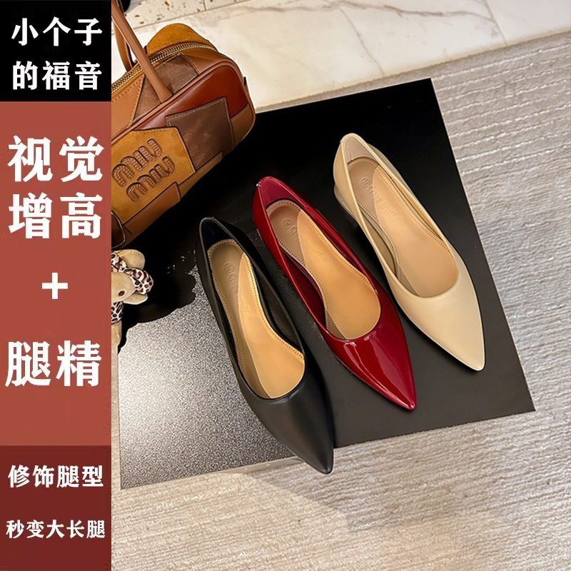 软底尖头法式气质单鞋浅口女鞋2025新款通勤上班粗跟配裙子百搭