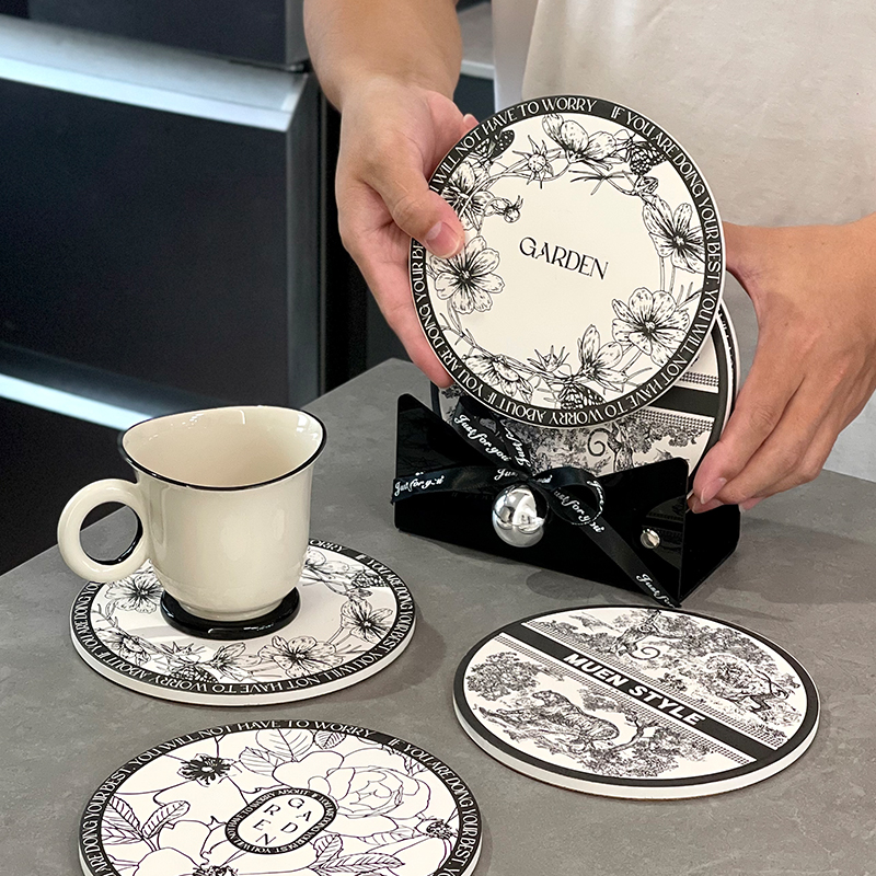 水墨纹杯垫锅垫餐垫砂锅垫陶瓷家用耐高温隔热垫子餐桌防烫杯垫