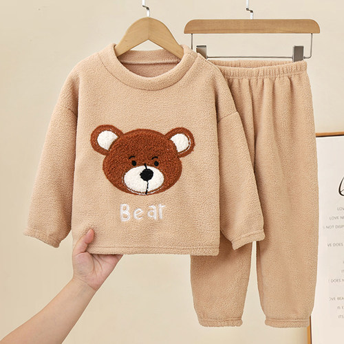 清仓特价！秋冬儿童女童秋冬季加厚家居服宝宝法兰绒珊瑚睡衣套装