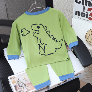 男童睡衣春夏秋季男孩宝宝收口长袖莫代尔卡通薄款儿童空调家居服