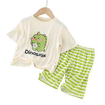 儿童莫代尔家居服套装宝宝薄款卡通睡衣宽松男童女童夏新款空调服