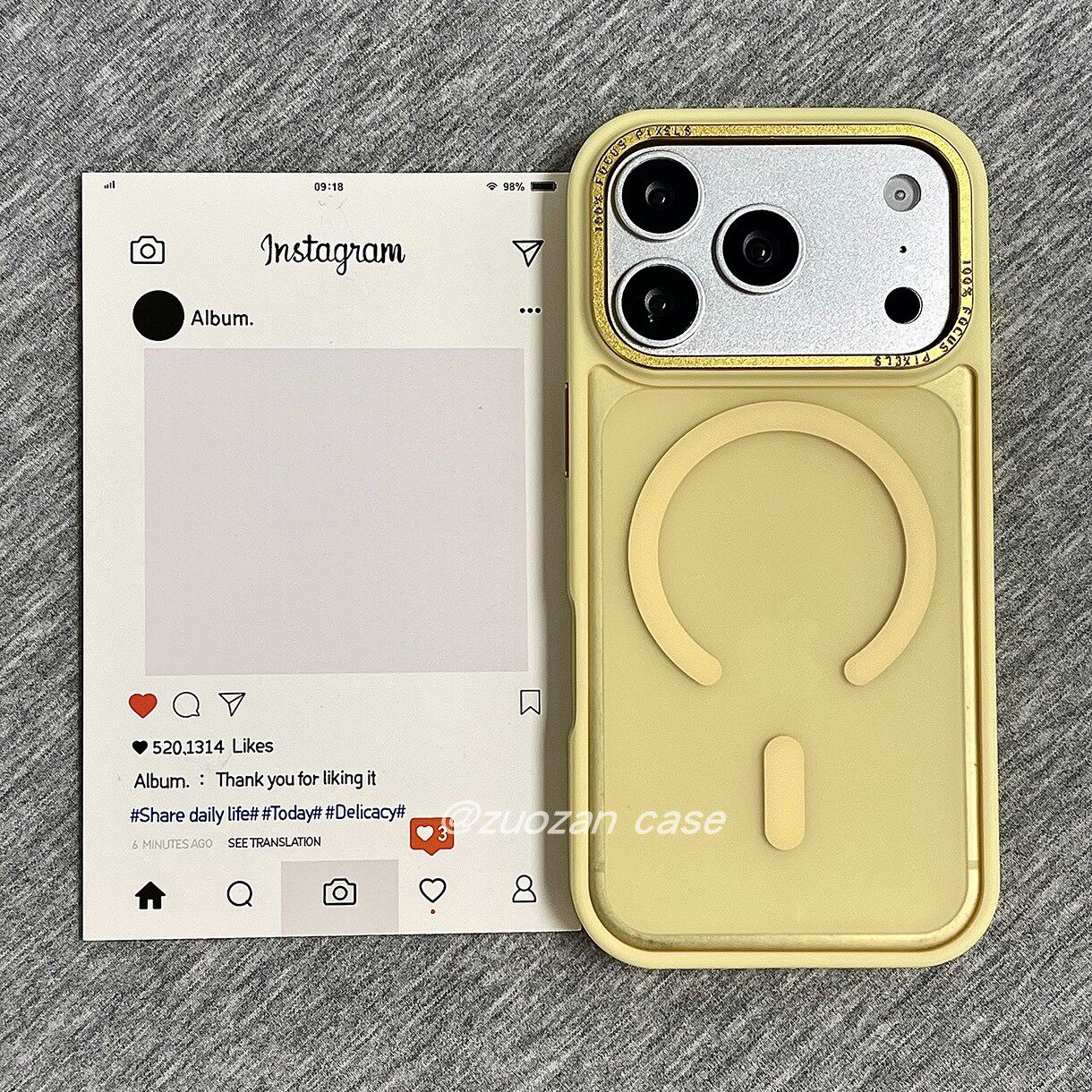 磁吸简约纯色半透黄色适用苹果17promax手机壳iphone16pro新款15高级感14金属镜框13女17磨砂肤感全包防摔