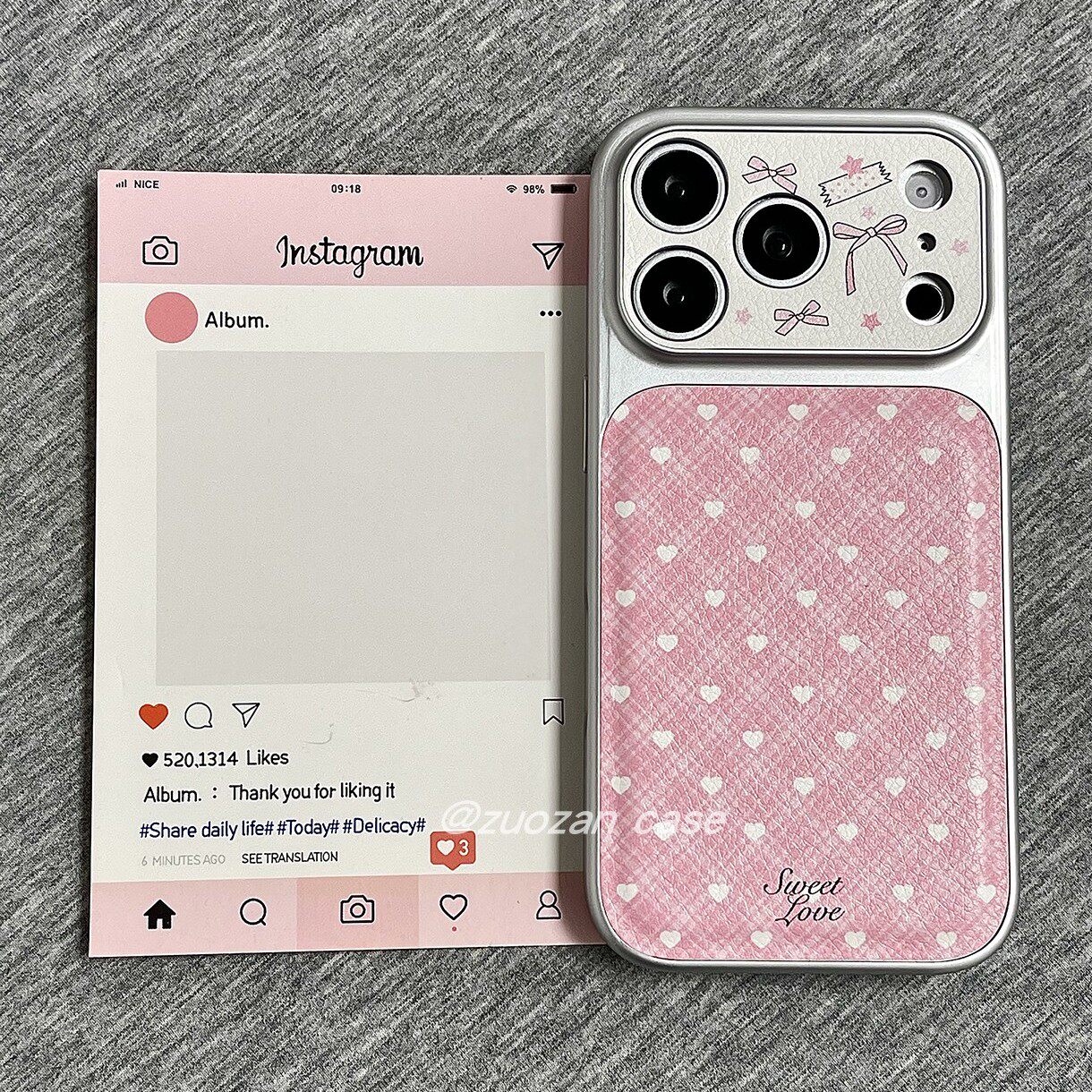 皮革ins韩风粉色菱格白色小爱心适用苹果17promax手机壳iphone16pro新款15创意女14个性小众17全包防摔保护套