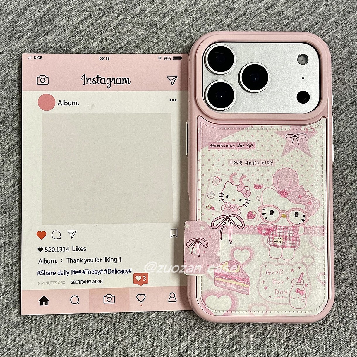 苹果17pro卡通KT猫皮革手机壳