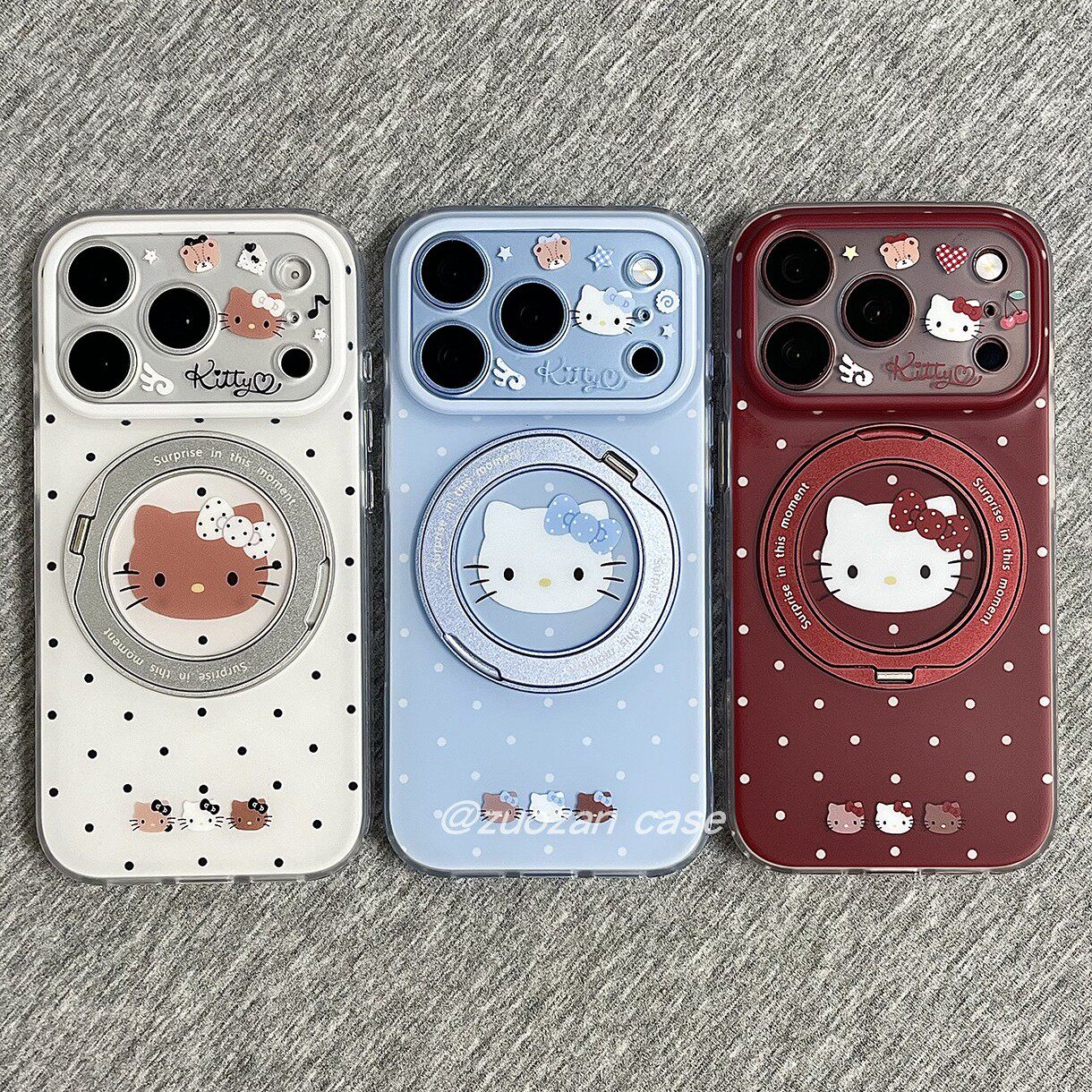 360旋转一体支点壳适用苹果18promax手机壳iphone17pro韩风波点卡通猫咪16新款支架15pro磨砂18p全包防摔保护
