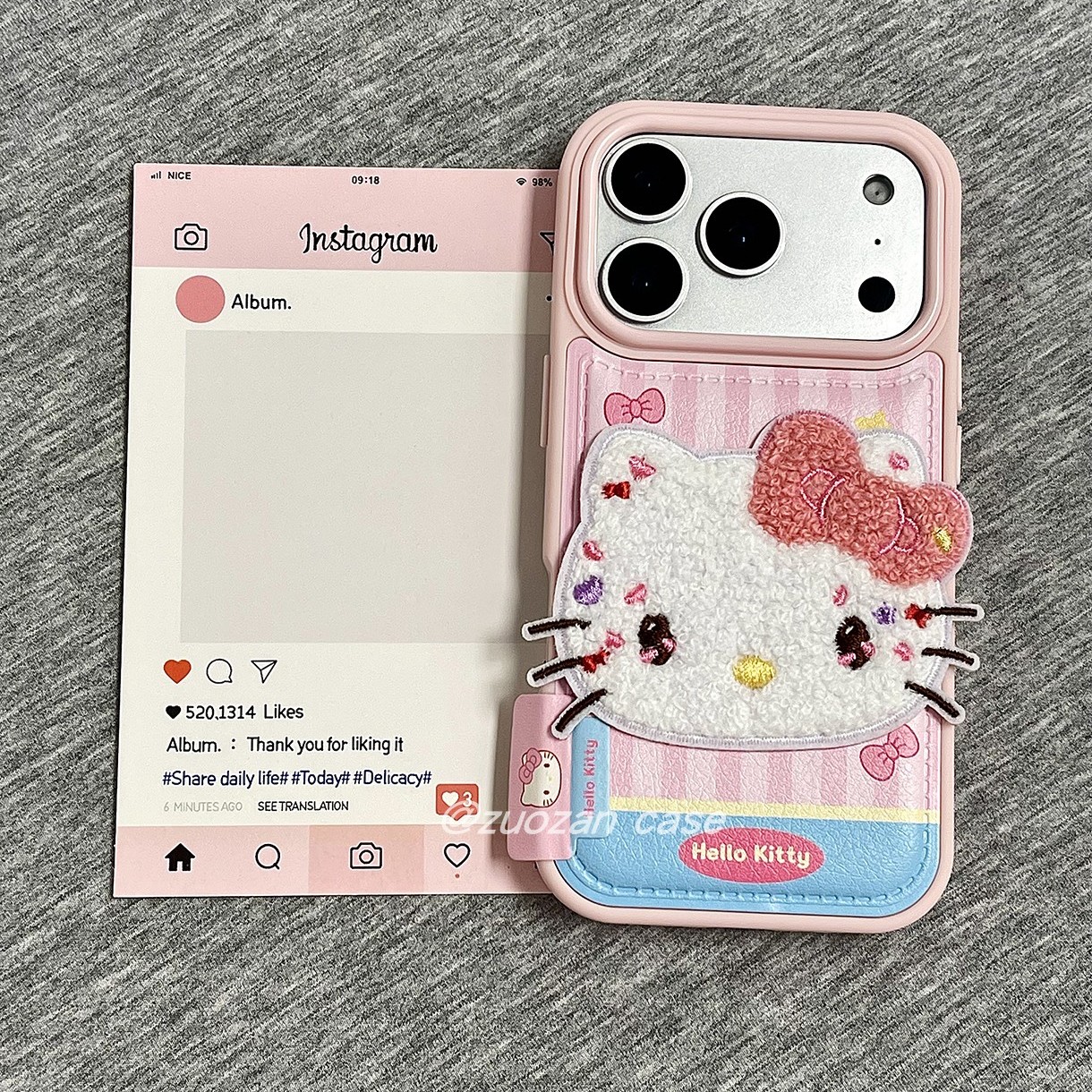 苹果17pro卡通KT猫皮革手机壳