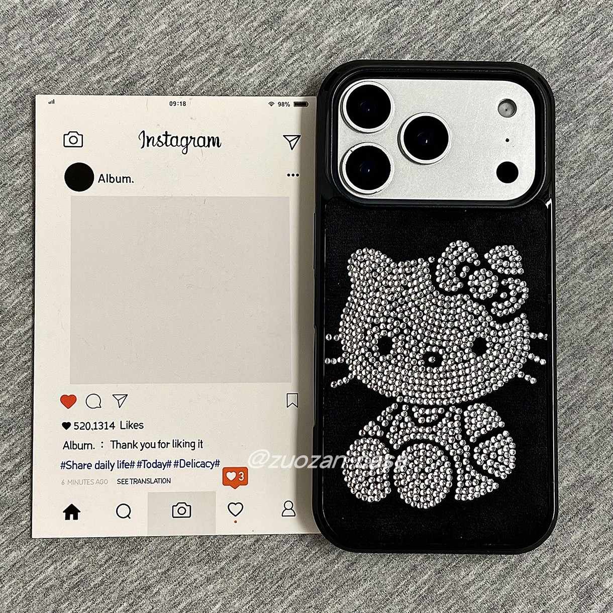 秋冬黑底绒布点钻KT猫适用苹果17promax手机壳iphone16pro新款15创意14女13高级感17全包防摔保护套17pm个性