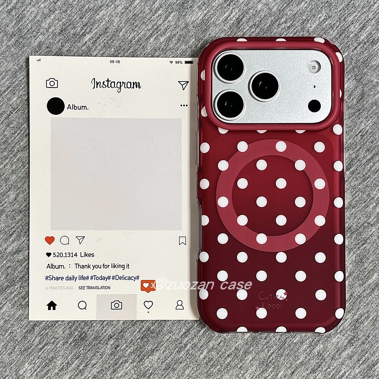 磁吸ins简约浆果色白波点适用苹果17promax手机壳iphone18pro新款16圆边磨砂15pro女17全包防摔保护套个性