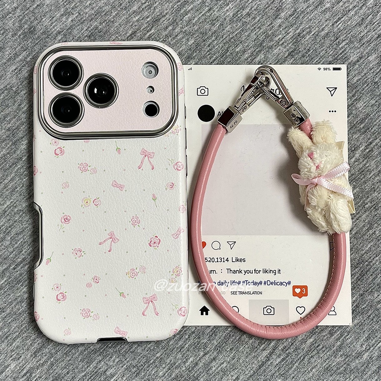 苹果17proins风花朵皮革手机壳