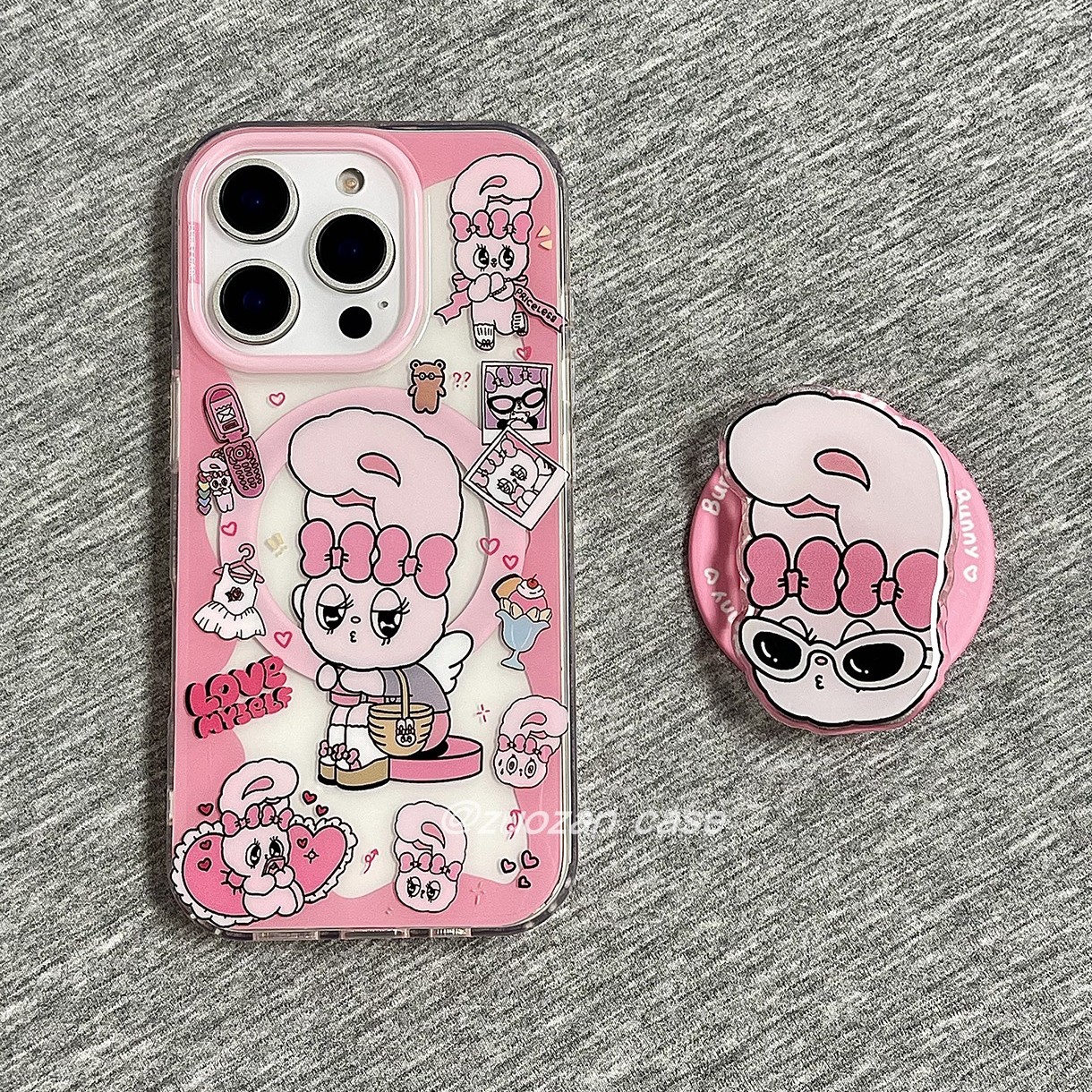 苹果16pro卡通兔子磁吸手机壳