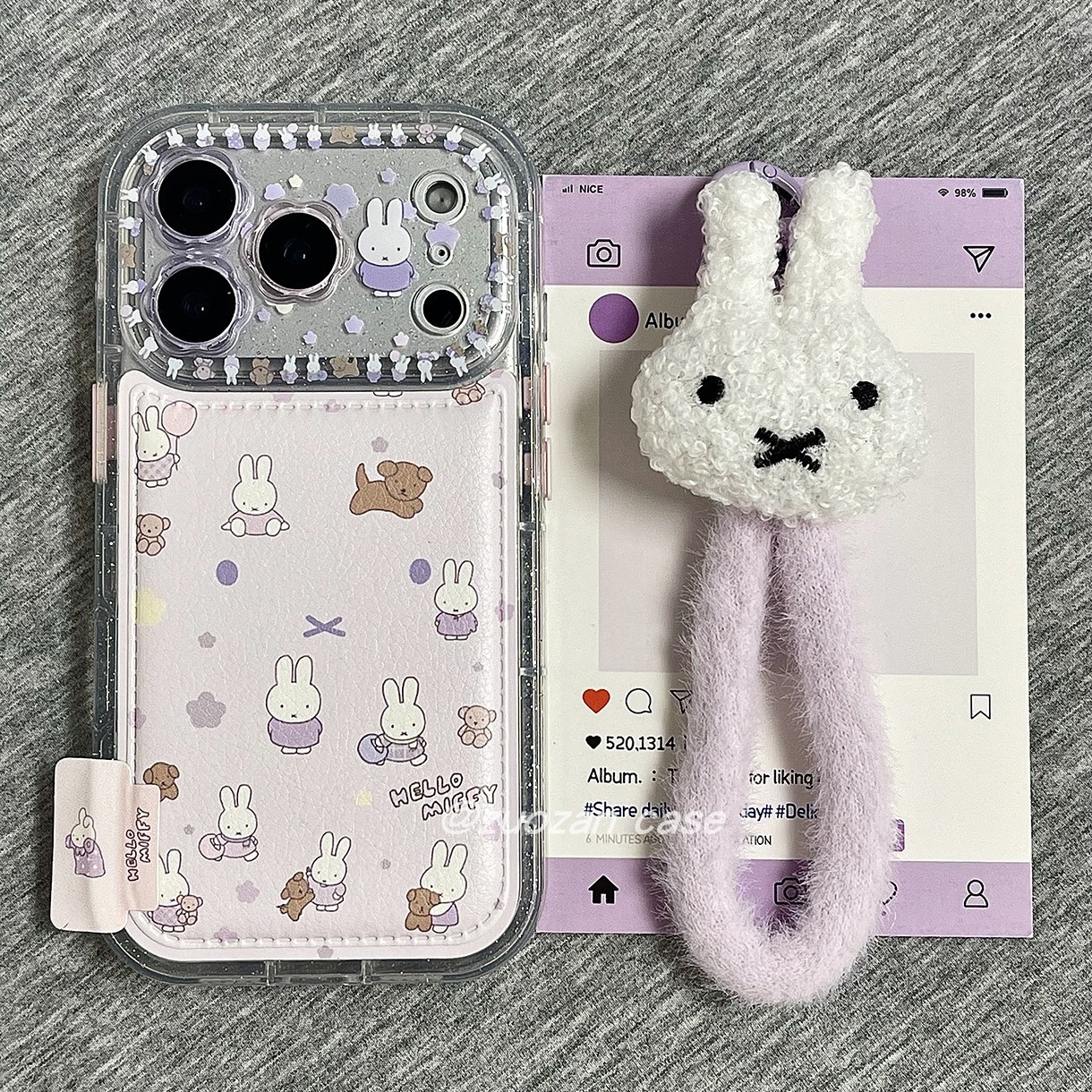 苹果17pro卡通兔子皮革手机壳