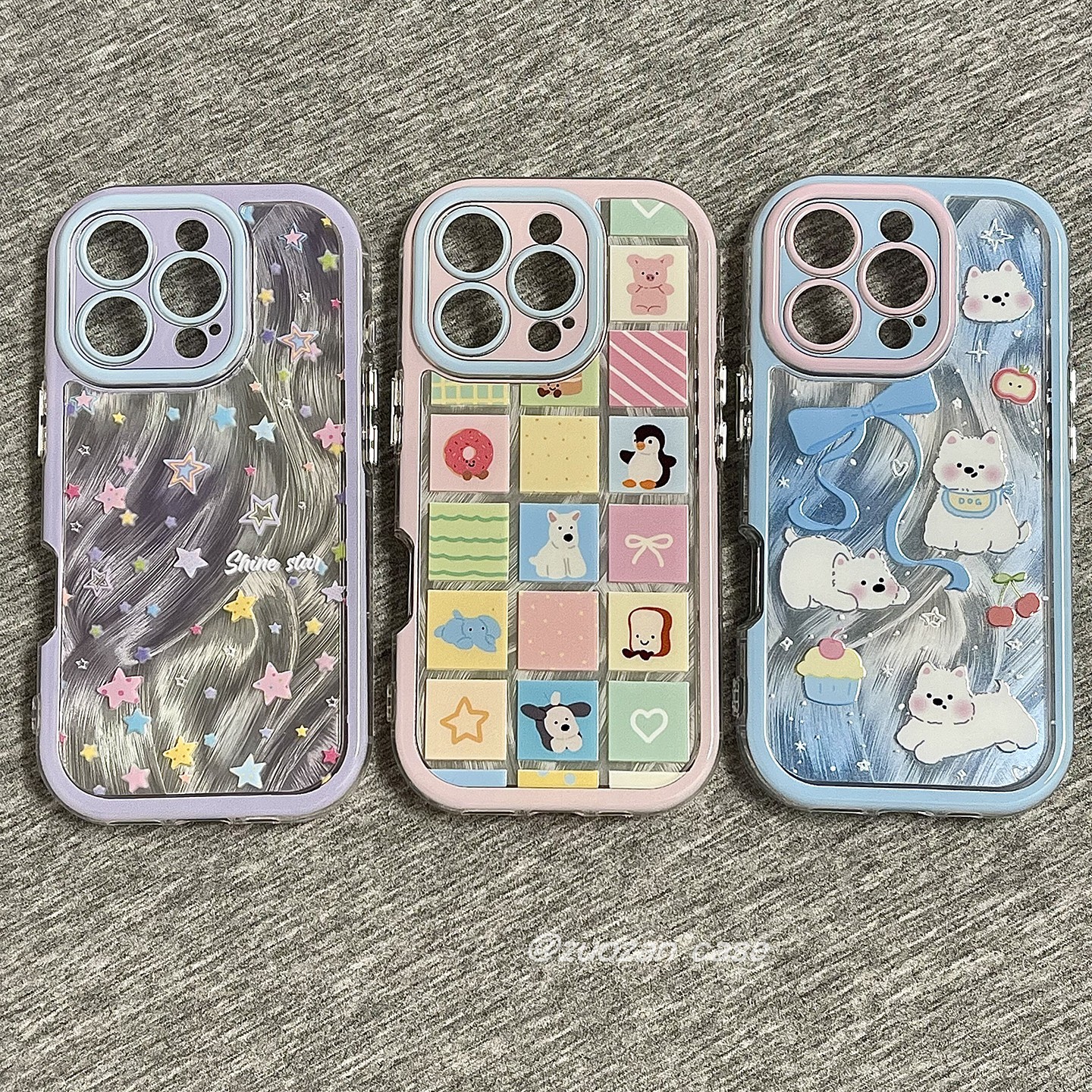 羽纱彩色星星卡通小狗格子适用苹果16promax手机壳iphone15pro新款14高级感13女16pro全包手机套创意个性新款