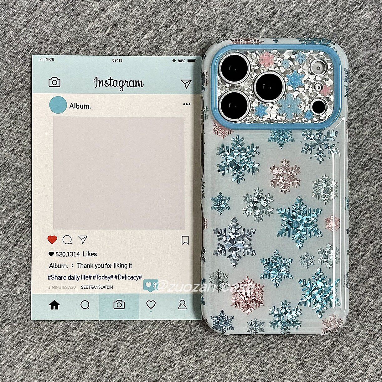 ins韩风冬日简约蓝底雪花适用苹果18promax手机壳iphone17pro新款16高级感15pro女18pm个性全包防摔保护套