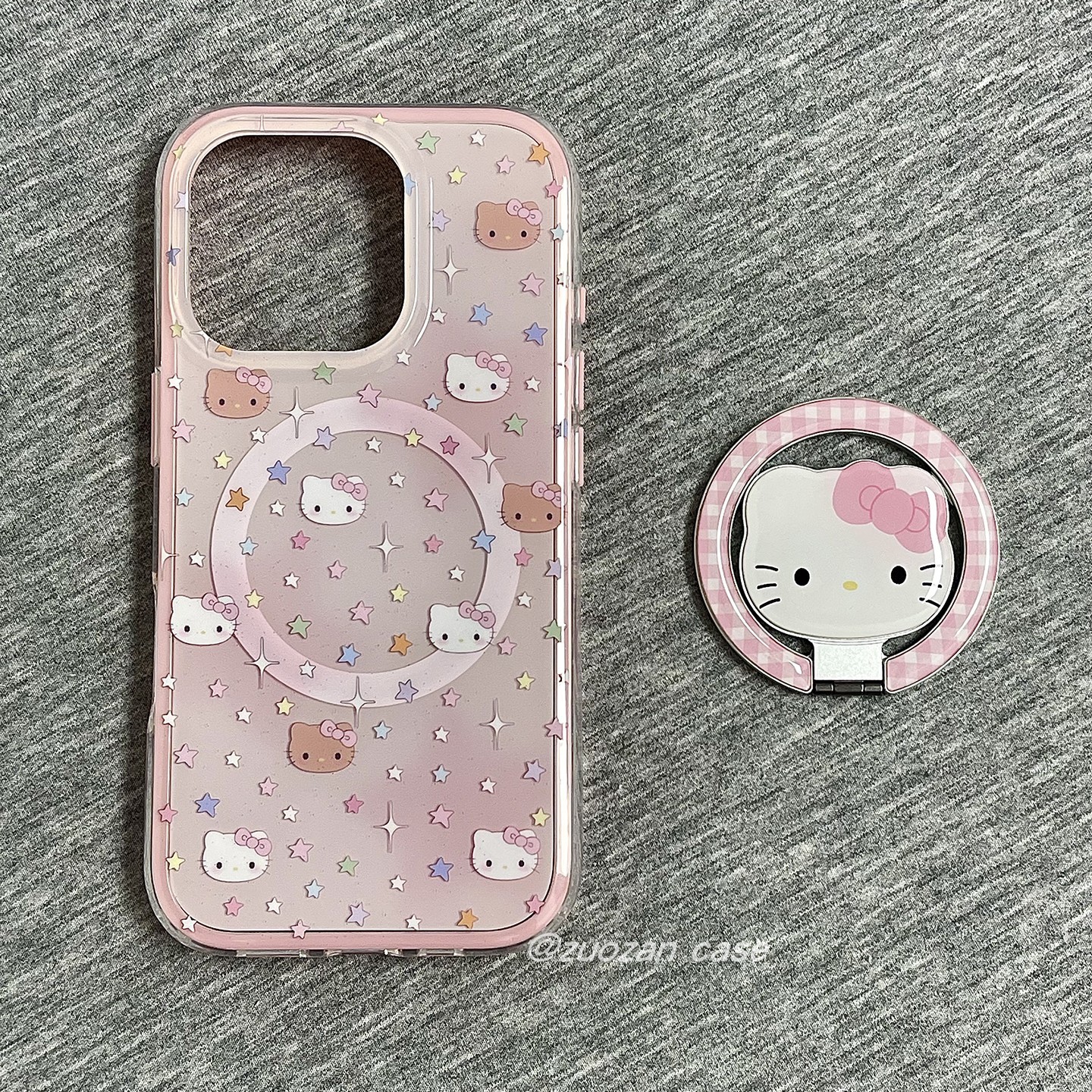 二合一磁吸少女心粉晕染星星Kitty猫适用苹果16promax手机壳iphone15pro新款14带支架13双层16pro全包手机套